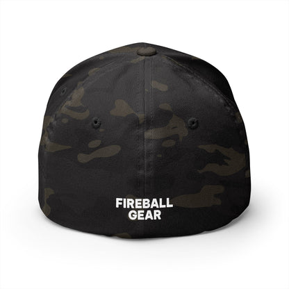 Fireball 3D - Brand Logo - Red & White - Dark Colors - FlexFit Cap
