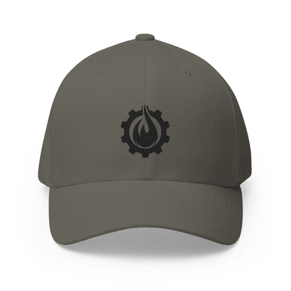 Fireball Gear - Flame & Gear - Black - FlexFit Embroidered Baseball Cap