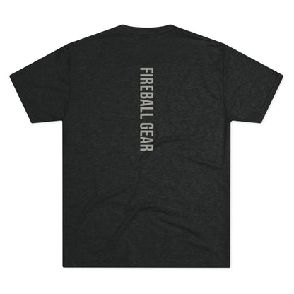 Fireball Gear - Flame & Gear Centered - Gray & White - Triblend Fitness T-shirt