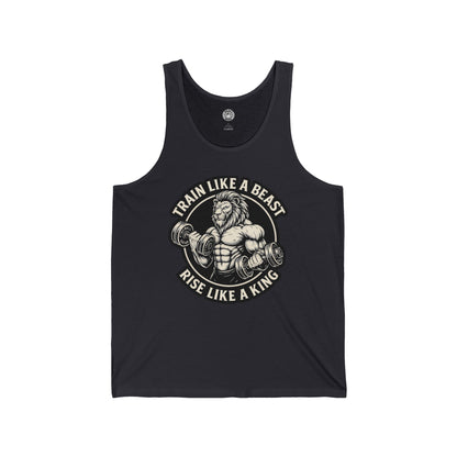 Beast Mode Series - Train Like a Beast, Rise Like a King - Unisex Jersey Tank Top