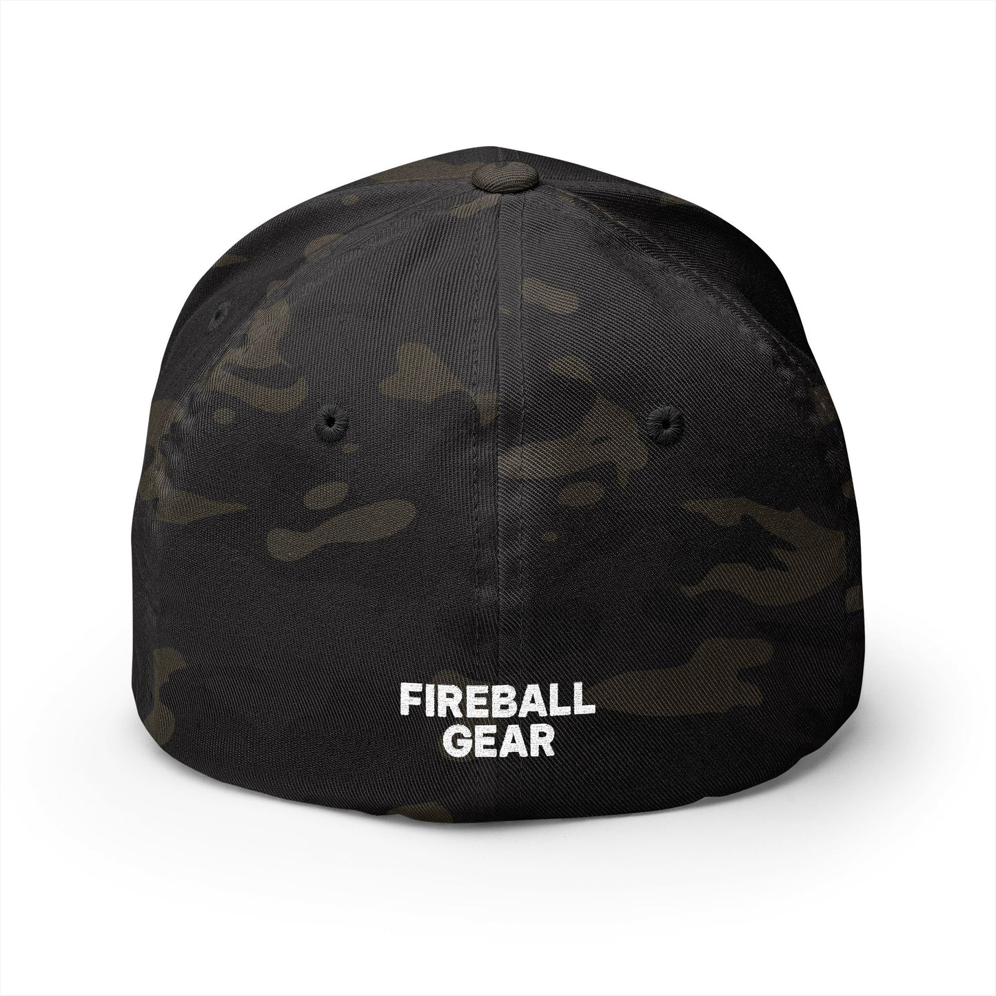 Fireball Gear - Flame & Gear - White - FlexFit Embroidered Baseball Cap