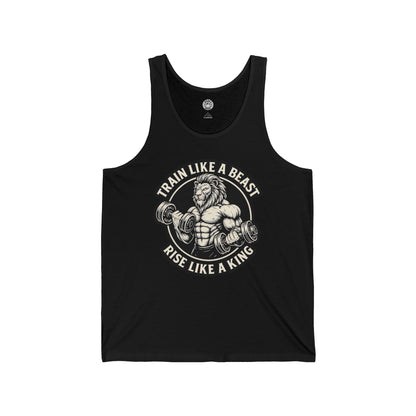 Beast Mode Series - Train Like a Beast, Rise Like a King - Unisex Jersey Tank Top