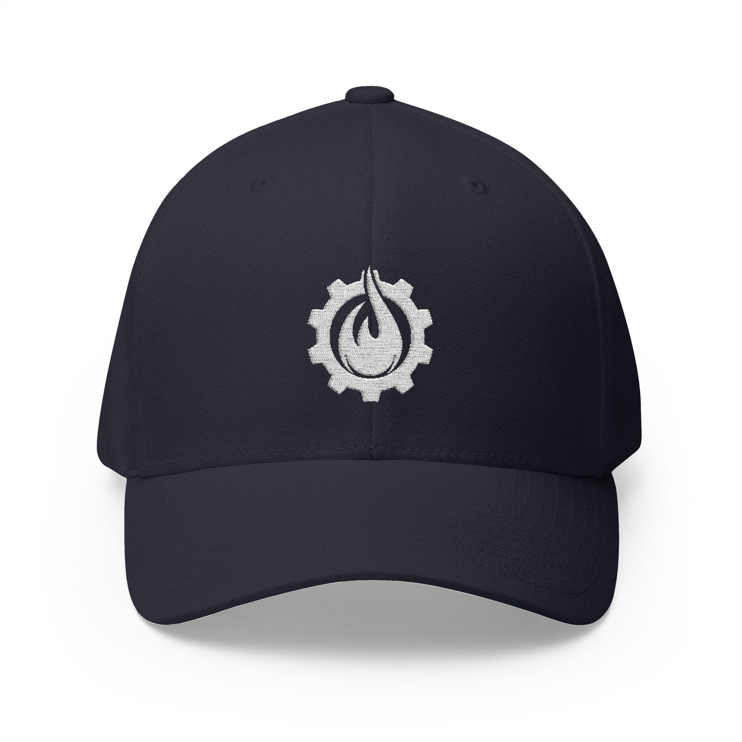 Fireball Gear - Flame & Gear - White - FlexFit Embroidered Baseball Cap