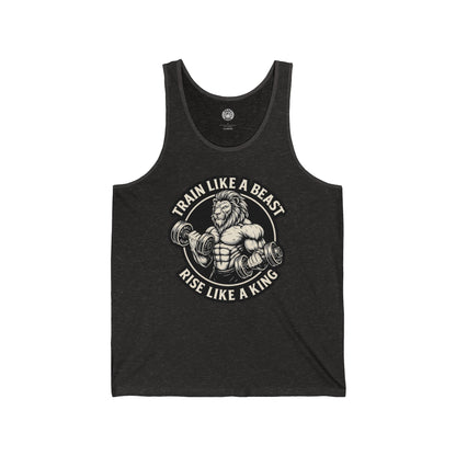 Beast Mode Series - Train Like a Beast, Rise Like a King - Unisex Jersey Tank Top