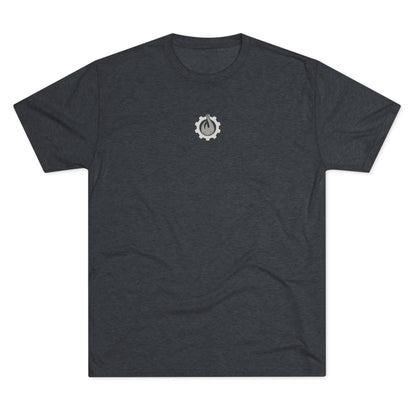Fireball Gear - Flame & Gear Centered - Gray & White - Triblend Fitness T-shirt