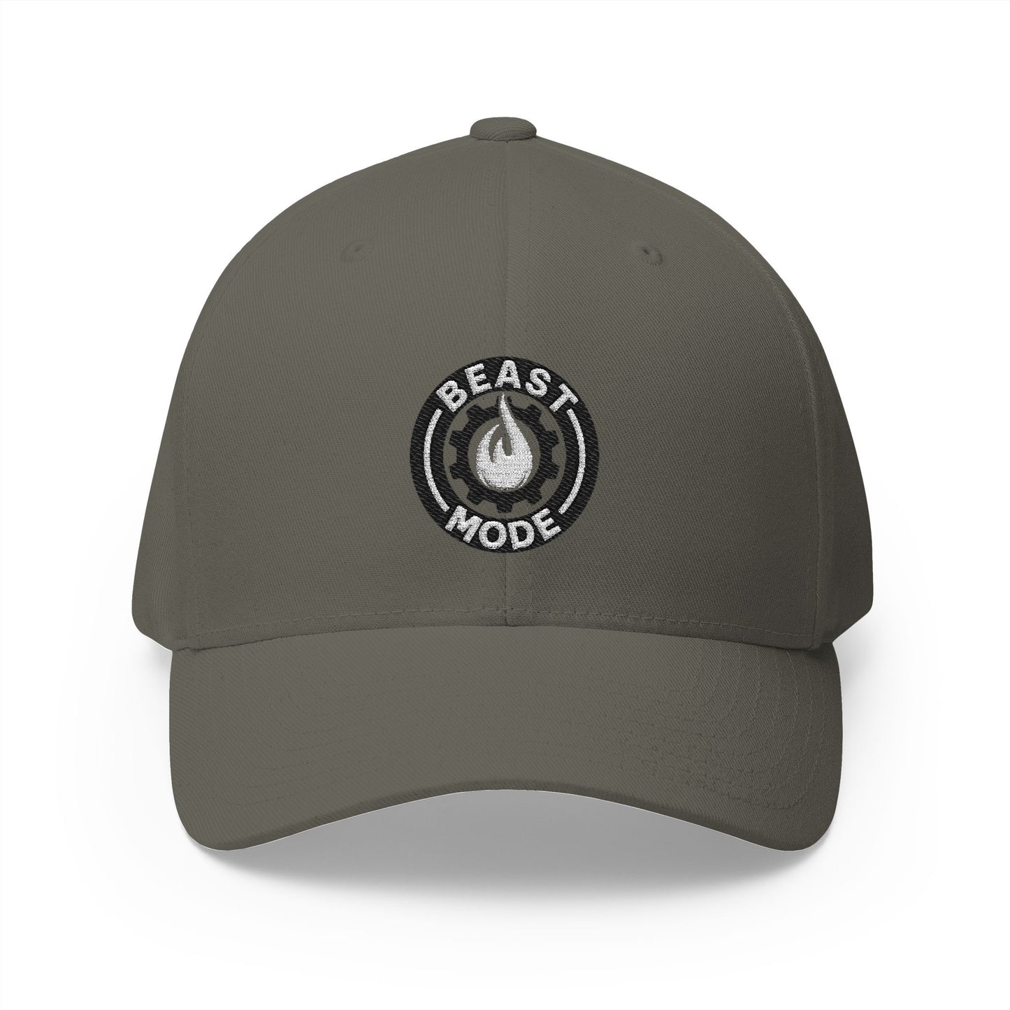 Beast Mode Series - Flame & Gear Circle - FlexFit Cap - Black & White