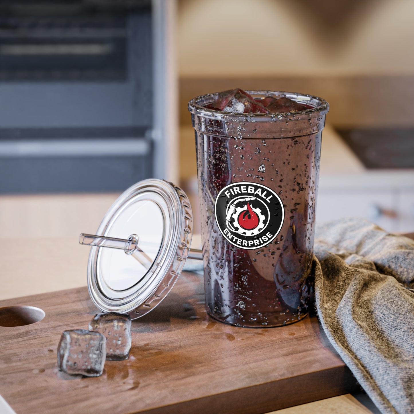 Fireball Enterprise - 16oz Insulated Acrylic Tumbler, with Lid and Straw