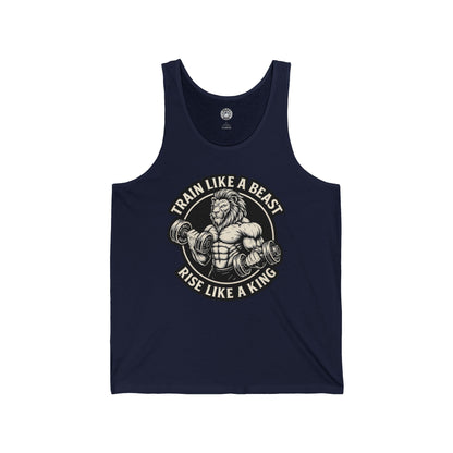 Beast Mode Series - Train Like a Beast, Rise Like a King - Unisex Jersey Tank Top